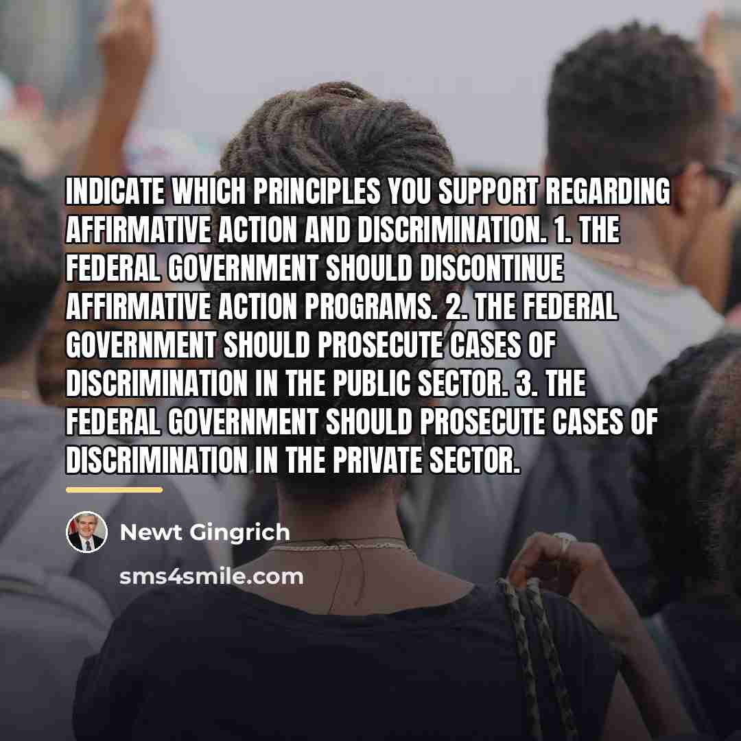 “Indicate which principles you support regarding affirmative action and discrimination.…” quote by Newt Gingrich
