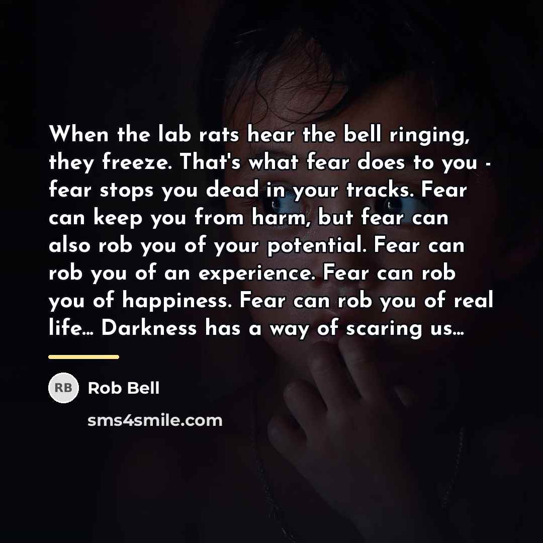 “When the lab rats hear the bell ringing, they freeze.…” quote by Rob Bell