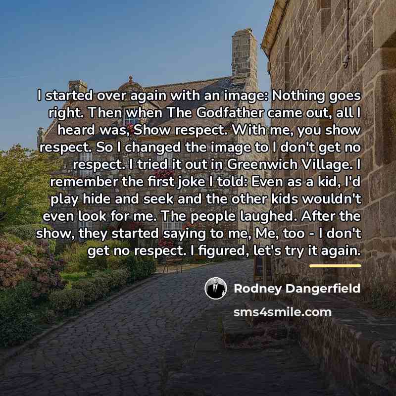 “I started over again with an image: Nothing goes right.…” quote by Rodney Dangerfield