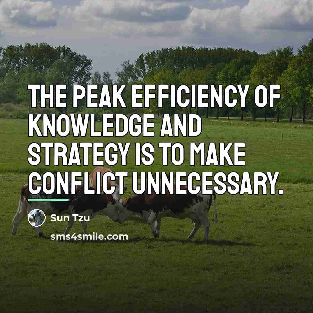 “The peak efficiency of knowledge and strategy is to make…” quote by Sun Tzu