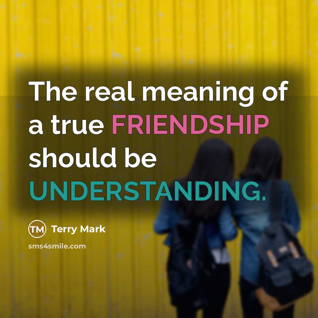 “The real meaning of a true FRIENDSHIP should be UNDERSTANDING.…” quote by Terry Mark