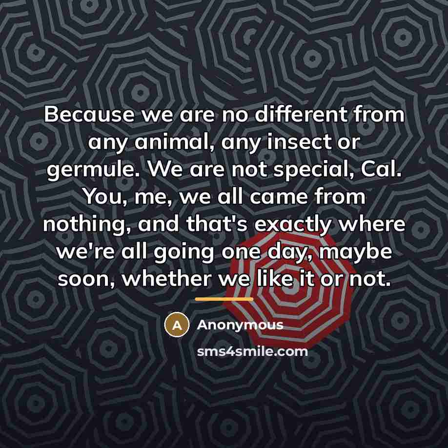 “Because we are no different from any animal, any insect…” quote by Anonymous