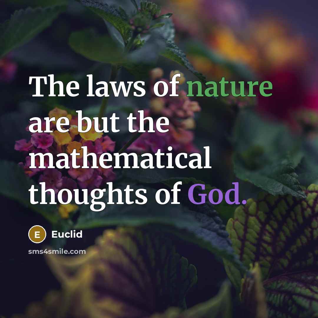 “The laws of nature are but the mathematical thoughts of…” quote by Euclid