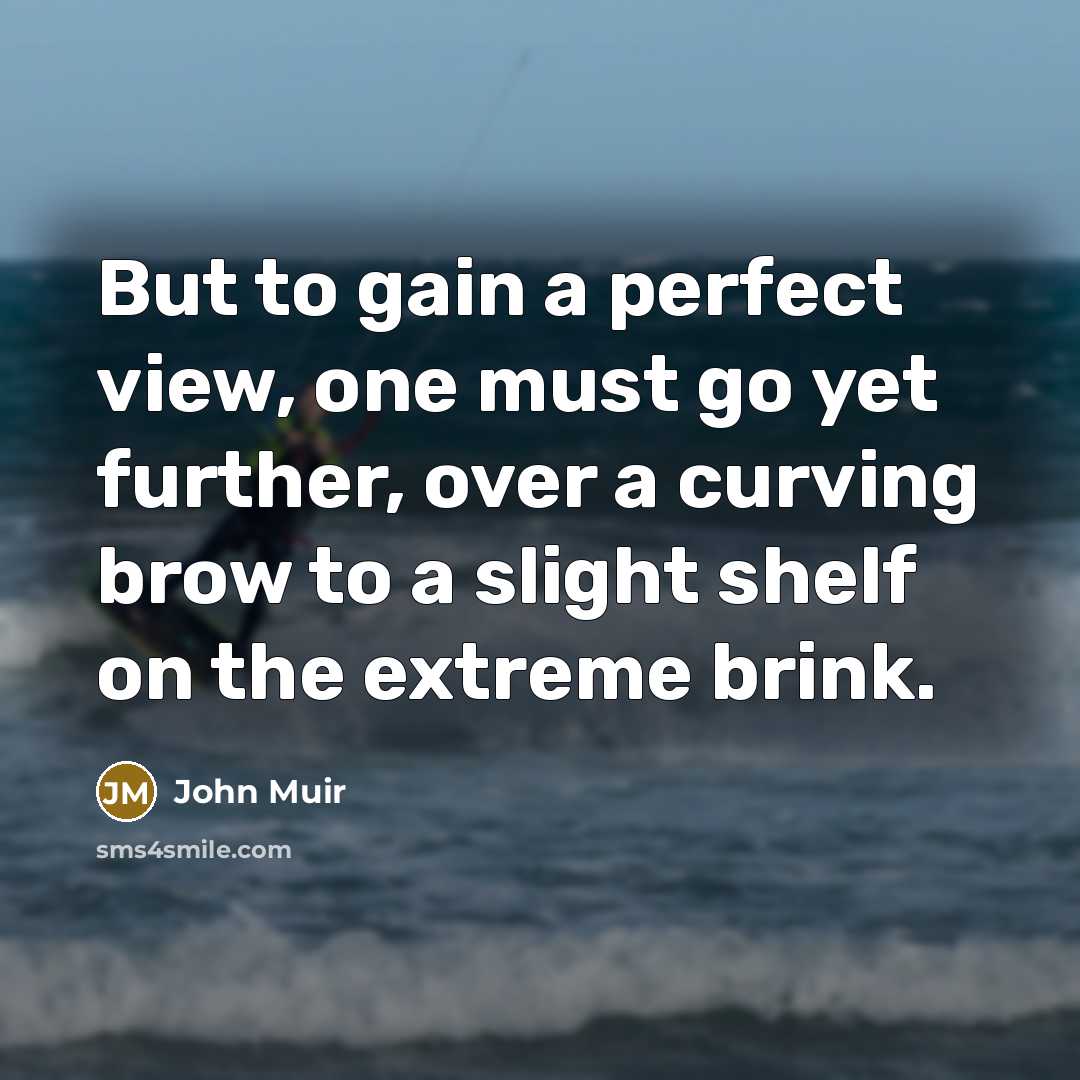 “But to gain a perfect view, one must go yet…” quote by John Muir