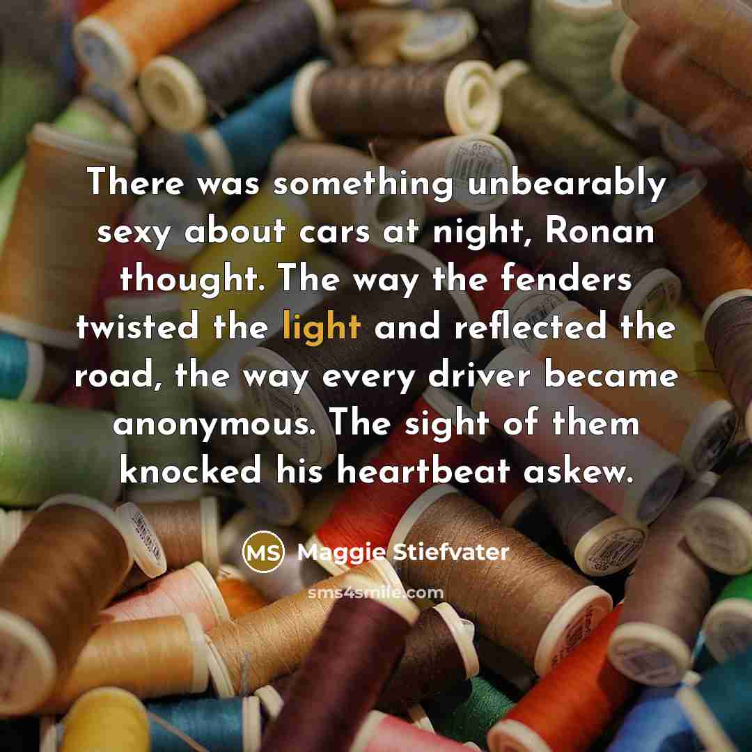 “There was something unbearably sexy about cars at night, Ronan…” quote by Maggie Stiefvater
