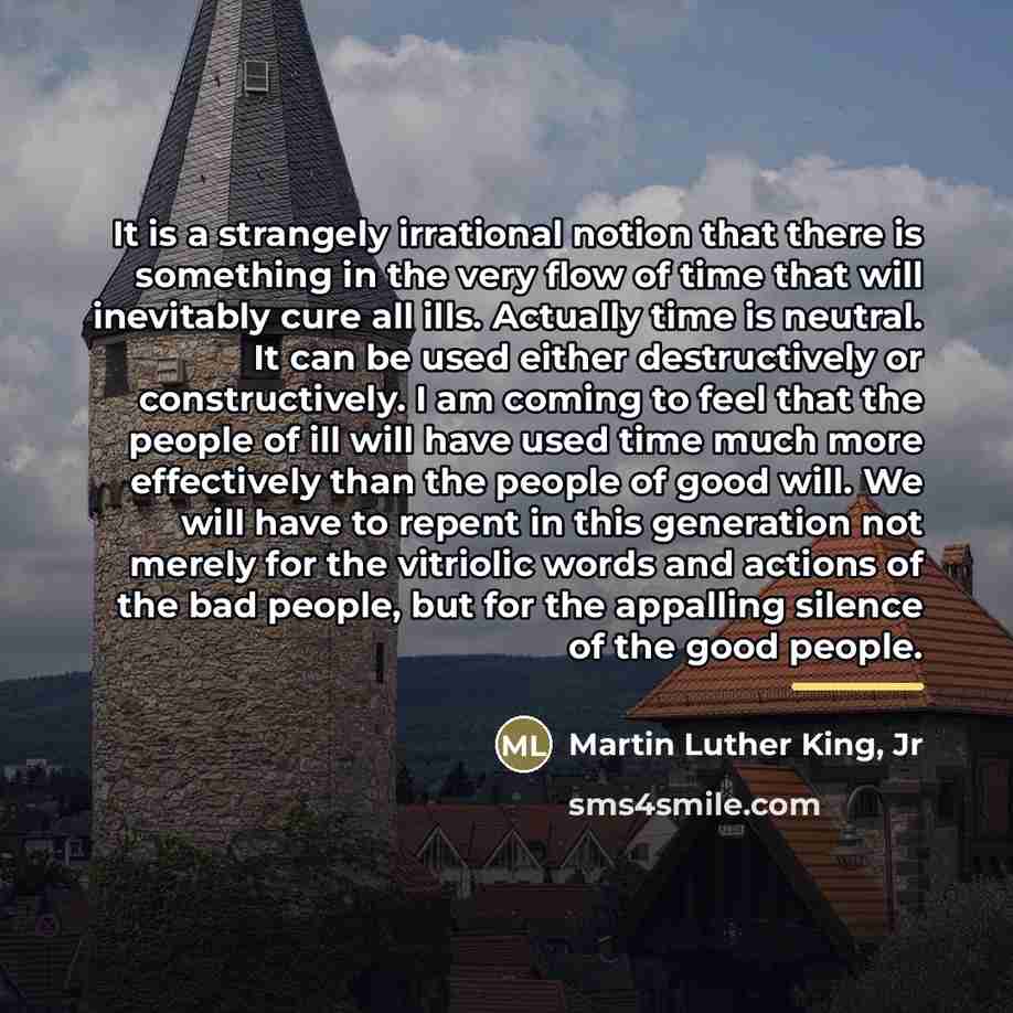 “It is a strangely irrational notion that there is something…” quote by Martin Luther King, Jr