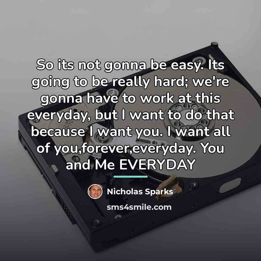 “So its not gonna be easy. Its going to be…” quote by Nicholas Sparks