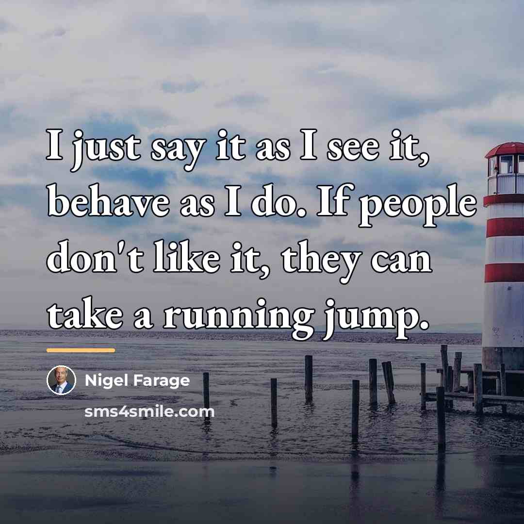 “I just say it as I see it, behave as…” quote by Nigel Farage