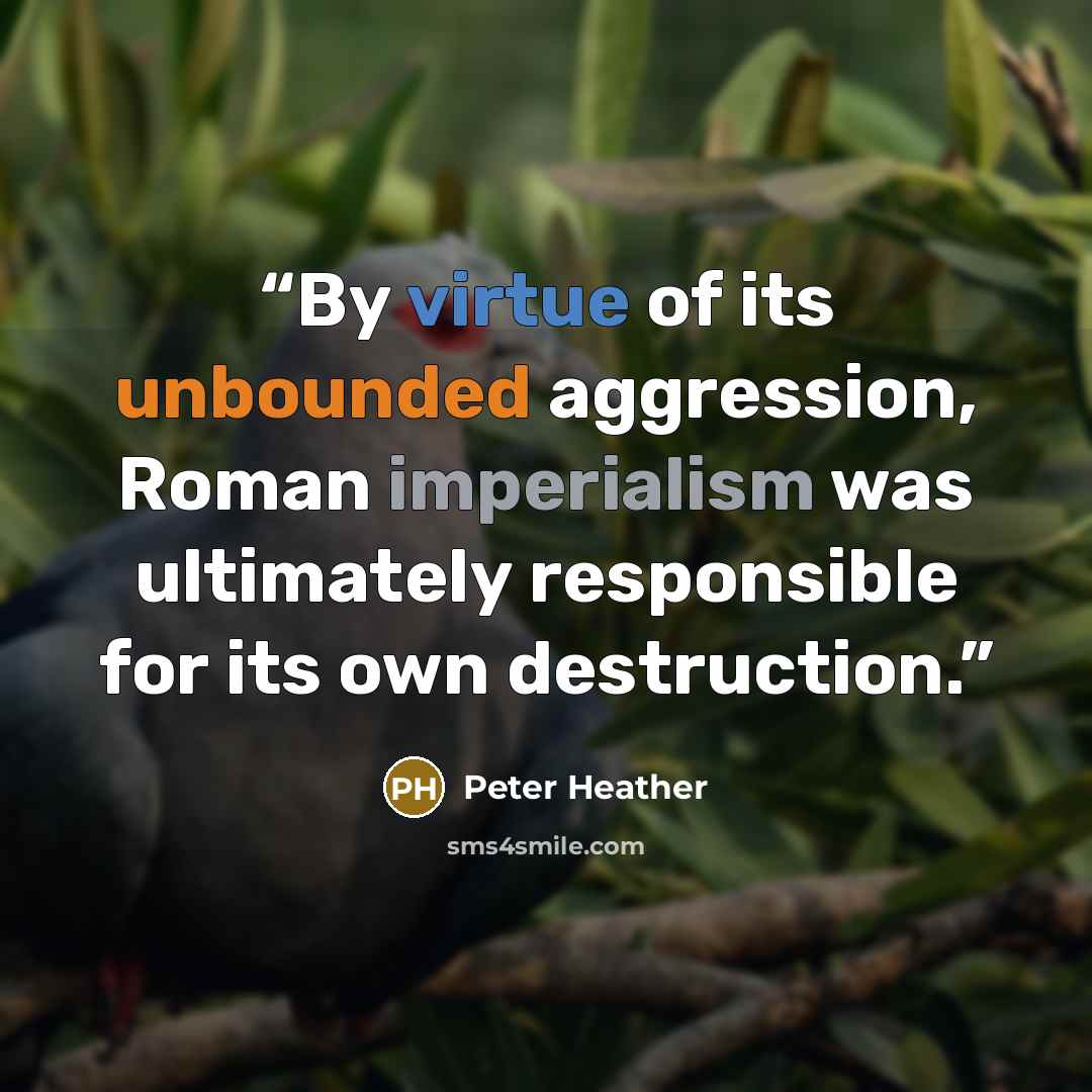 “By virtue of its unbounded aggression, Roman imperialism was ultimately responsible for its own destruction.” quote by Peter Heather