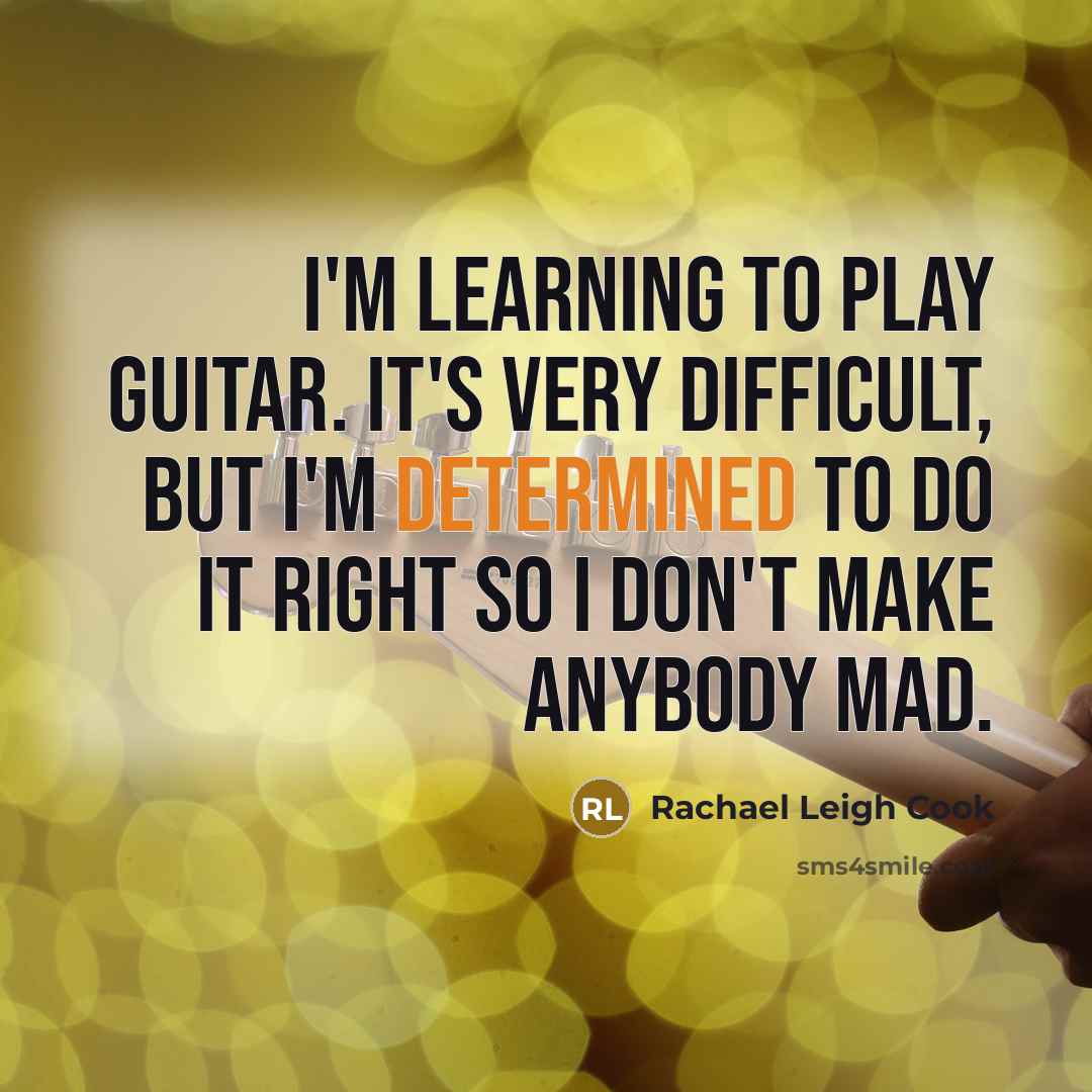 “I'm learning to play guitar. It's very difficult, but I'm…” quote by Rachael Leigh Cook