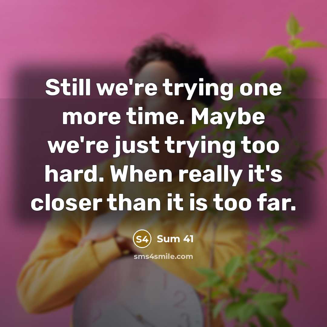 “Still we're trying one more time. Maybe we're just trying…” quote by Sum 41