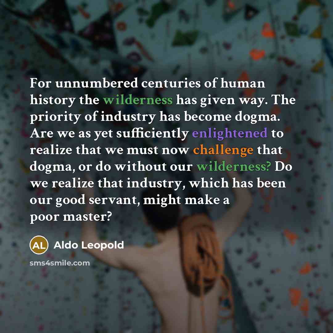 “For unnumbered centuries of human history the wilderness has given…” quote by Aldo Leopold