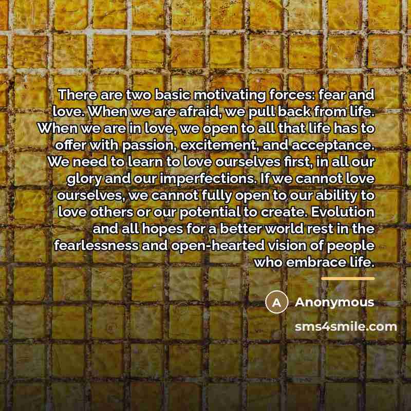 “There are two basic motivating forces: fear and love. When…” quote by Anonymous