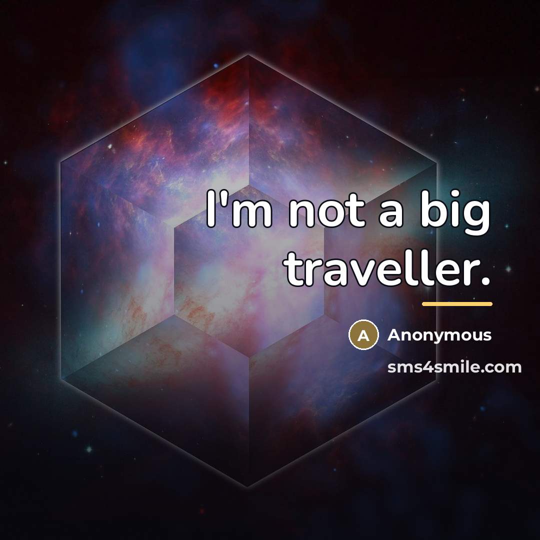 “I'm not a big traveller.…” quote by Anonymous