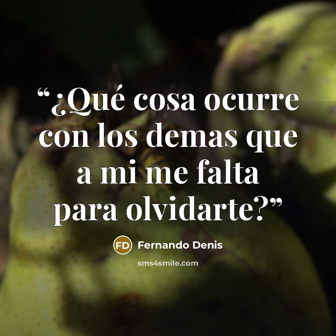 “¿Qué cosa ocurre con los demas que a mi me falta para olvidarte?” quote by Fernando Denis