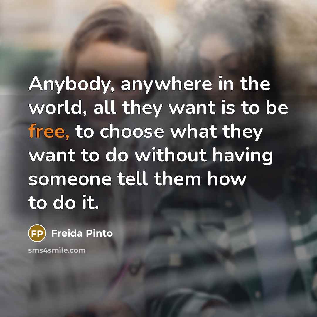 “Anybody, anywhere in the world, all they want is to…” quote by Freida Pinto