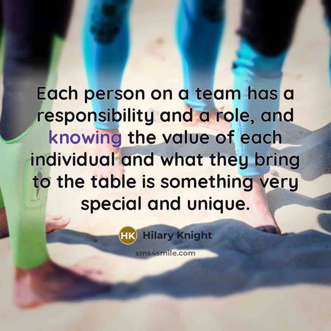 “Each person on a team has a responsibility and a…” quote by Hilary Knight