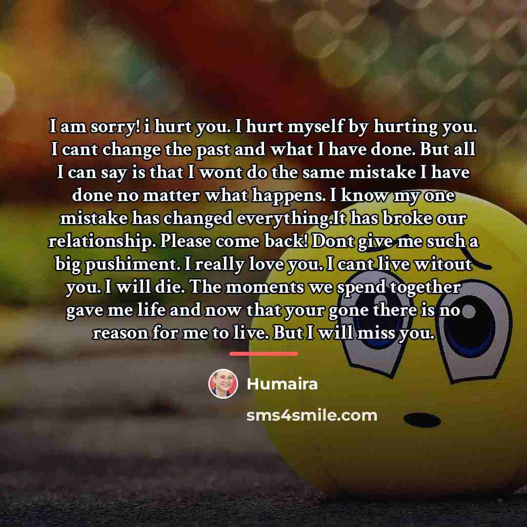 “I am sorry! i hurt you. I hurt myself by…” quote by Humaira