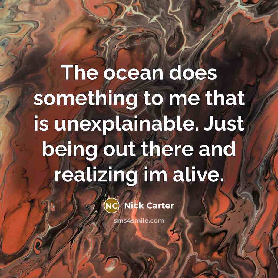 “The ocean does something to me that is unexplainable. Just…” quote by Nick Carter