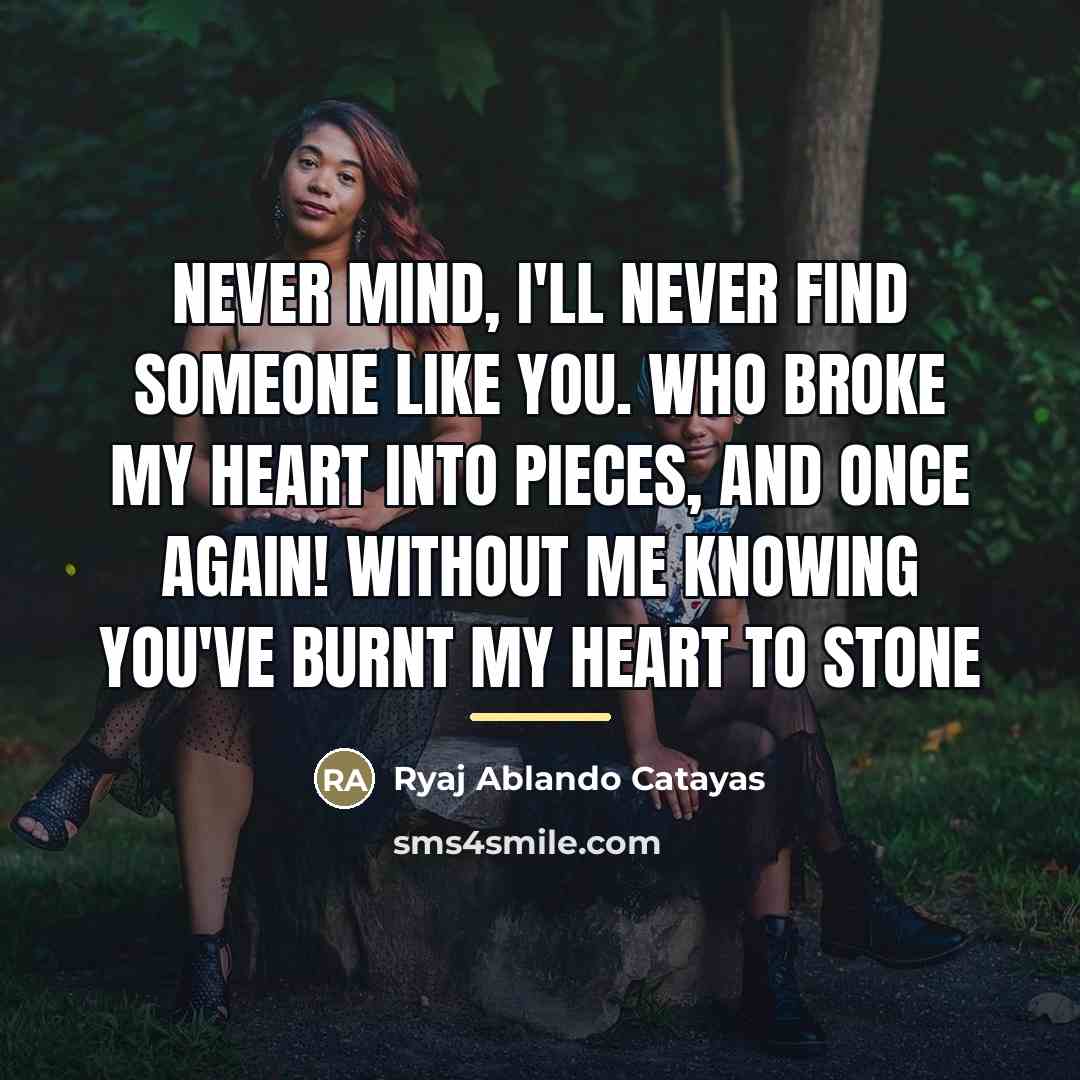 “Never mind, I'll never find someone like you. Who broke…” quote by Ryaj Ablando Catayas