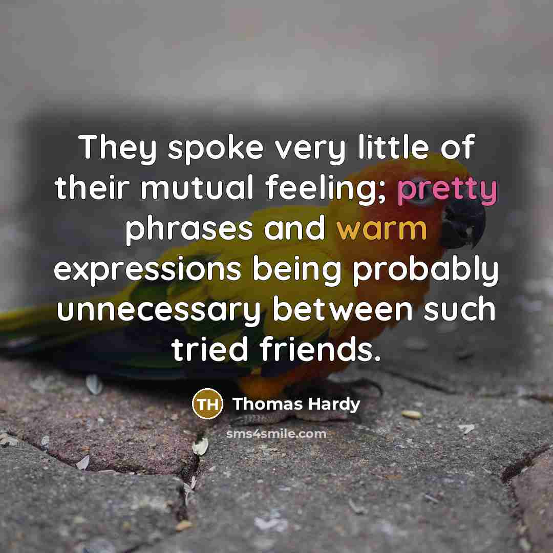 “They spoke very little of their mutual feeling; pretty phrases…” quote by Thomas Hardy