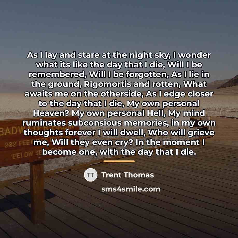 “As I lay and stare at the night sky, I…” quote by Trent Thomas