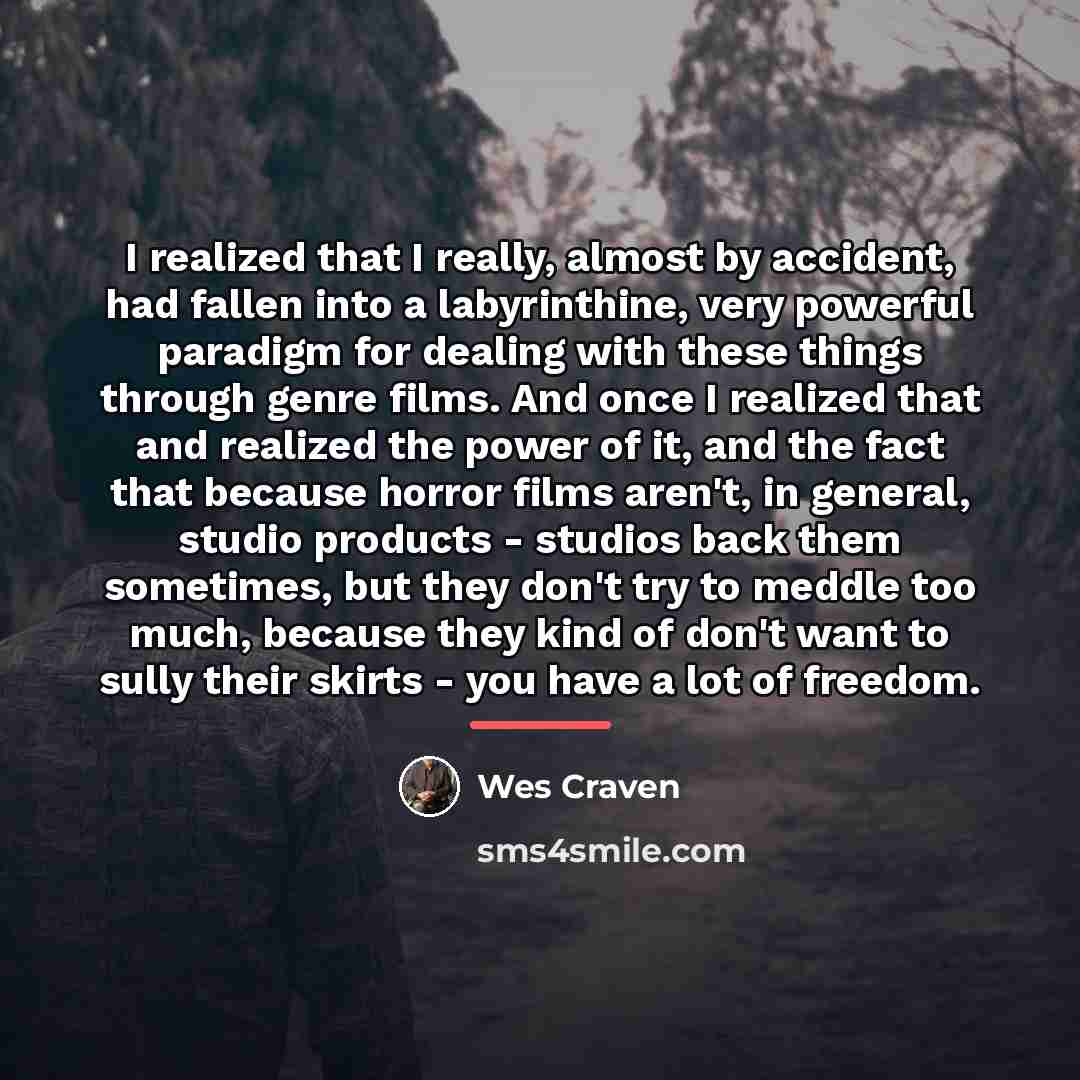 “I realized that I really, almost by accident, had fallen…” quote by Wes Craven