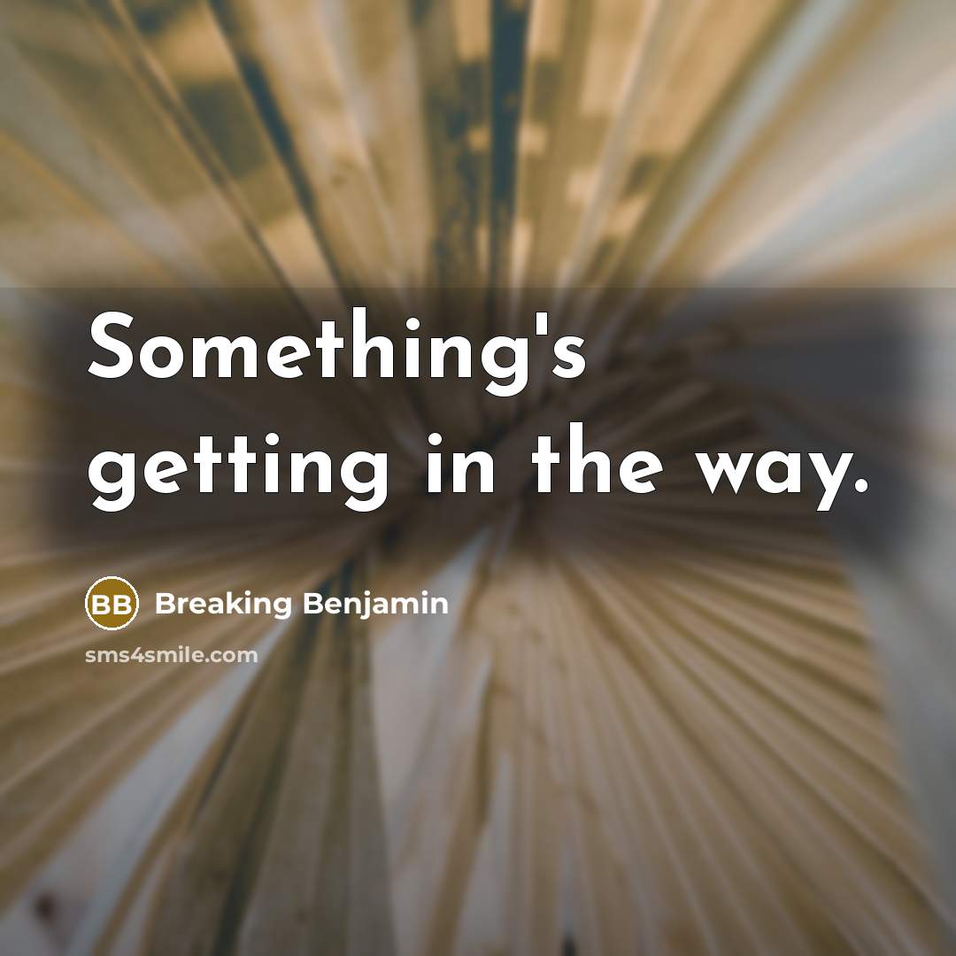 “Something's getting in the way.” quote by Breaking Benjamin
