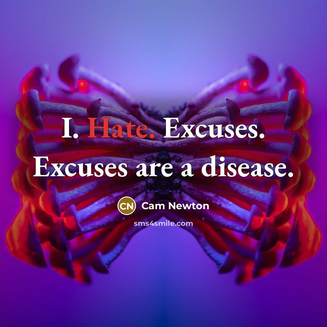 “I. Hate. Excuses. Excuses are a disease.…” quote by Cam Newton