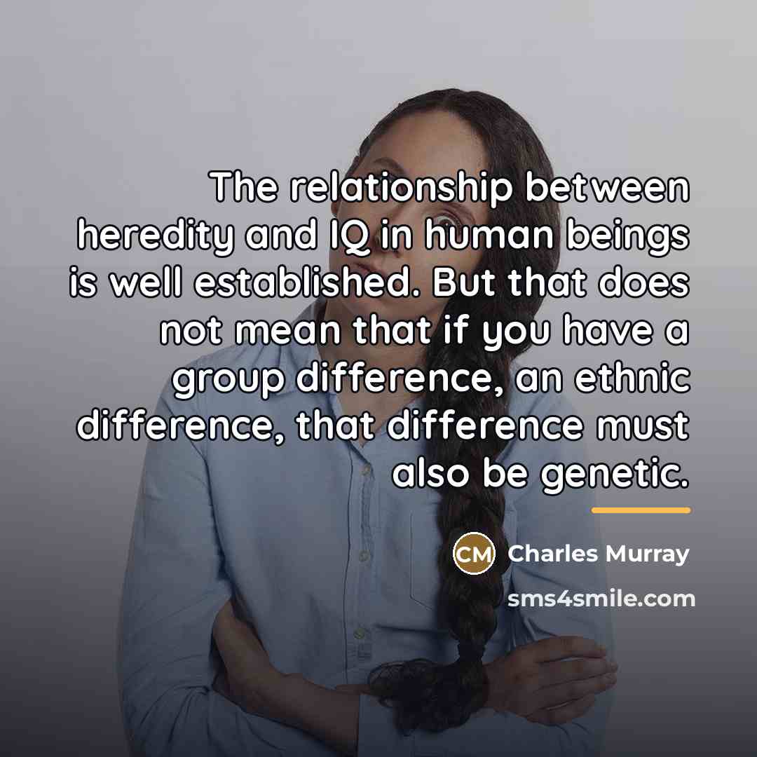 “The relationship between heredity and IQ in human beings is…” quote by Charles Murray