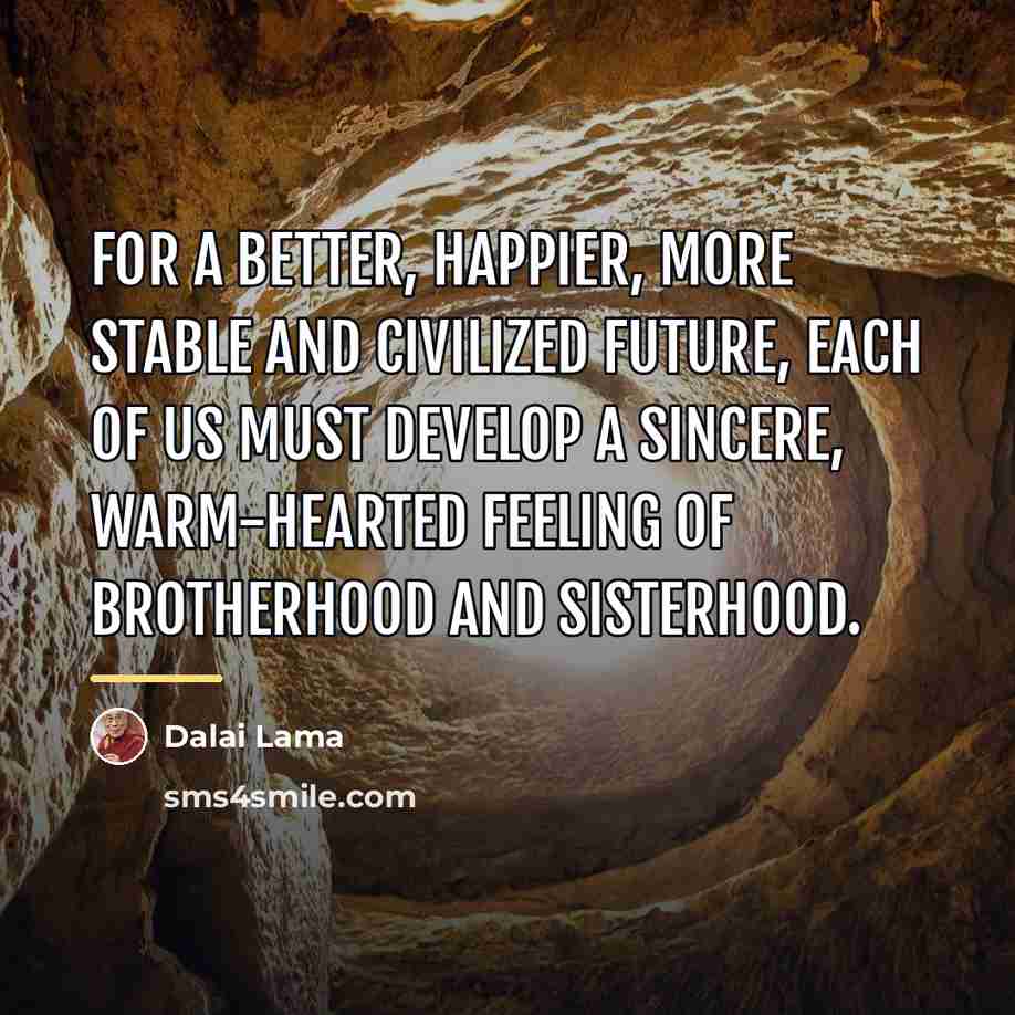 “For a better, happier, more stable and civilized future, each…” quote by Dalai Lama