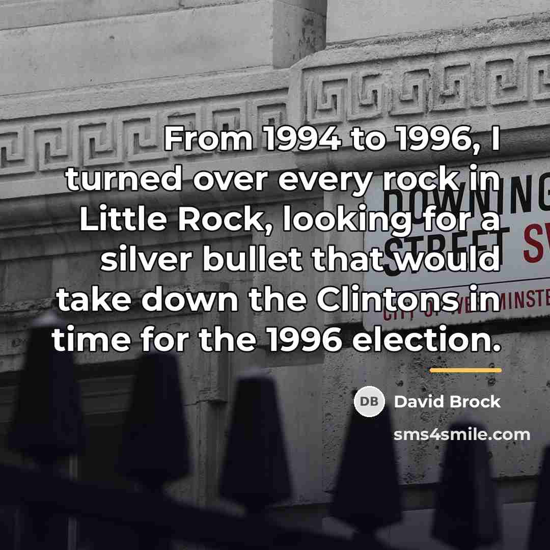 “From 1994 to 1996, I turned over every rock in…” quote by David Brock