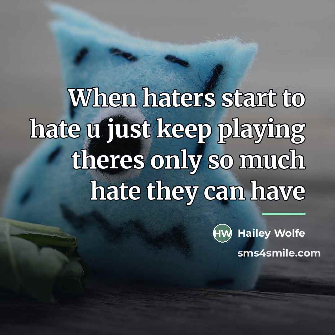 “When haters start to hate u just keep playing theres…” quote by Hailey Wolfe