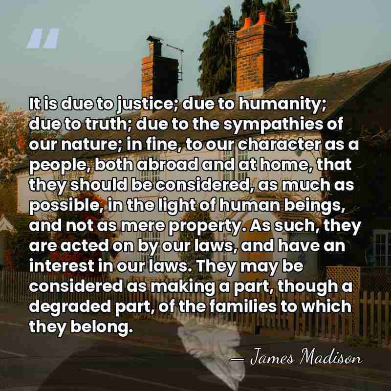 It is due to justice; due to humanity; due to truth; due&hellip; - James Madison