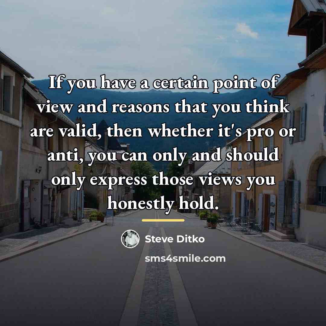 “If you have a certain point of view and reasons…” quote by Steve Ditko