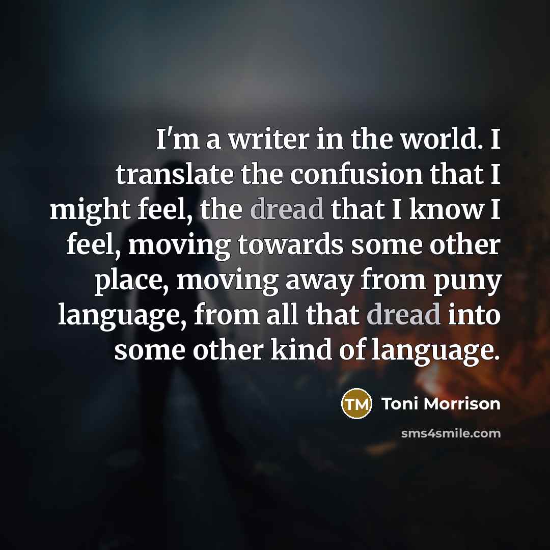 “I'm a writer in the world. I translate the confusion…” quote by Toni Morrison