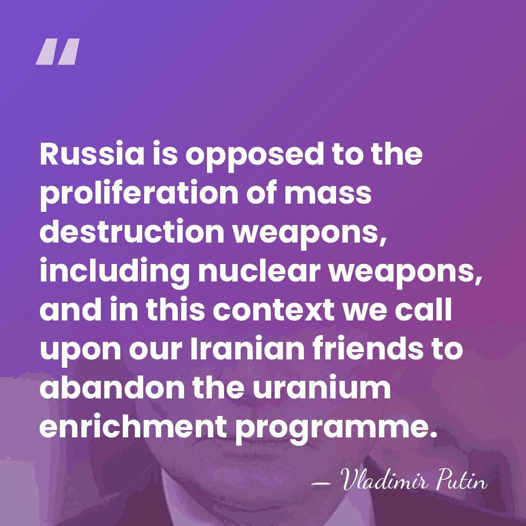 Russia is opposed to the proliferation of mass destruction weapons, including nuclear&hellip; - Vladimir Putin