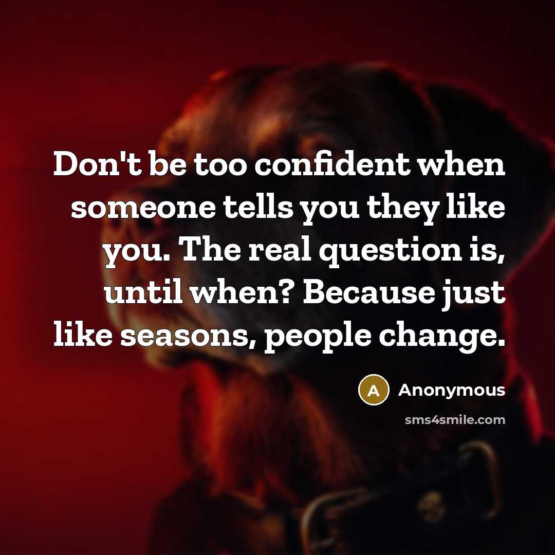 “Don't be too confident when someone tells you they like…” quote by Anonymous