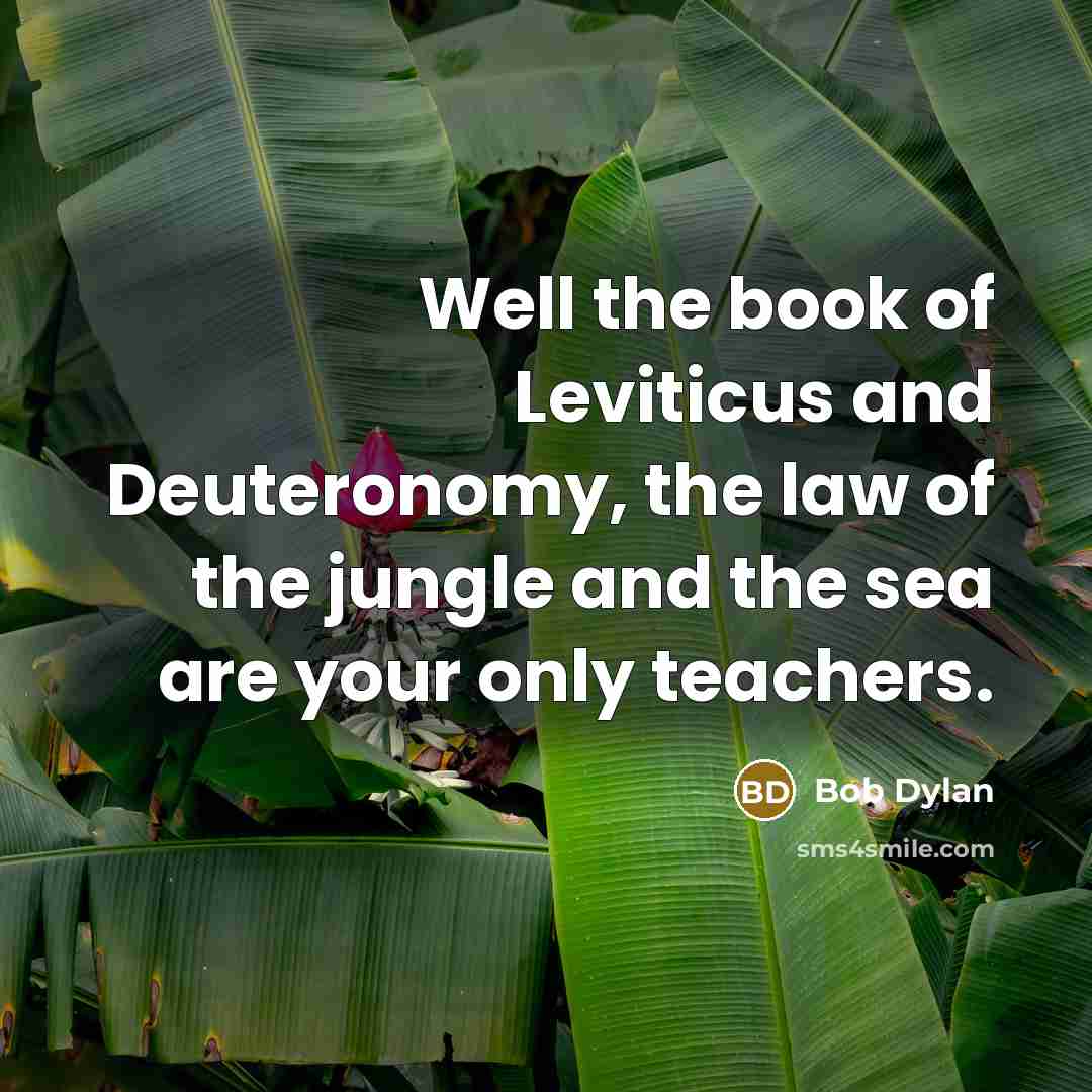 “Well the book of Leviticus and Deuteronomy, the law of…” quote by Bob Dylan