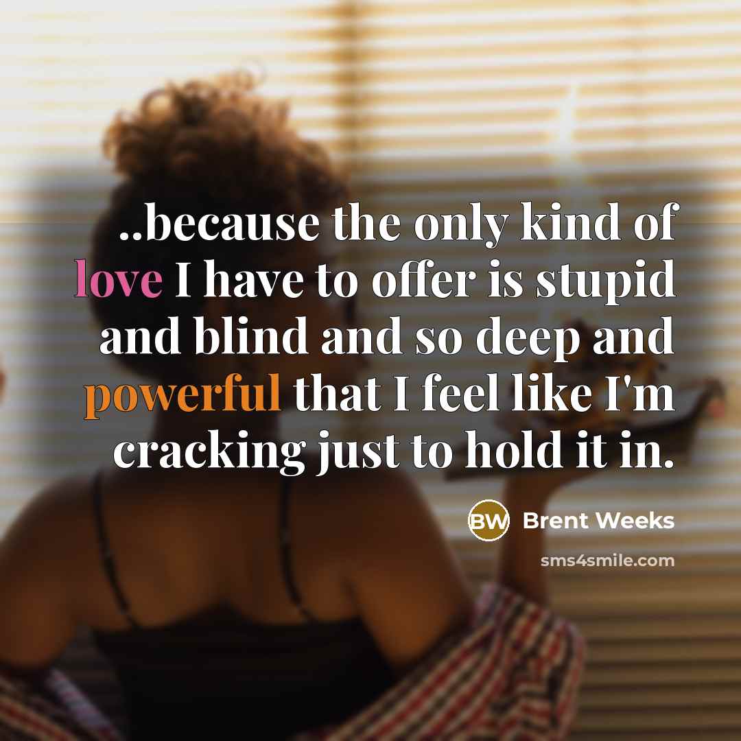 “..because the only kind of love I have to offer…” quote by Brent Weeks
