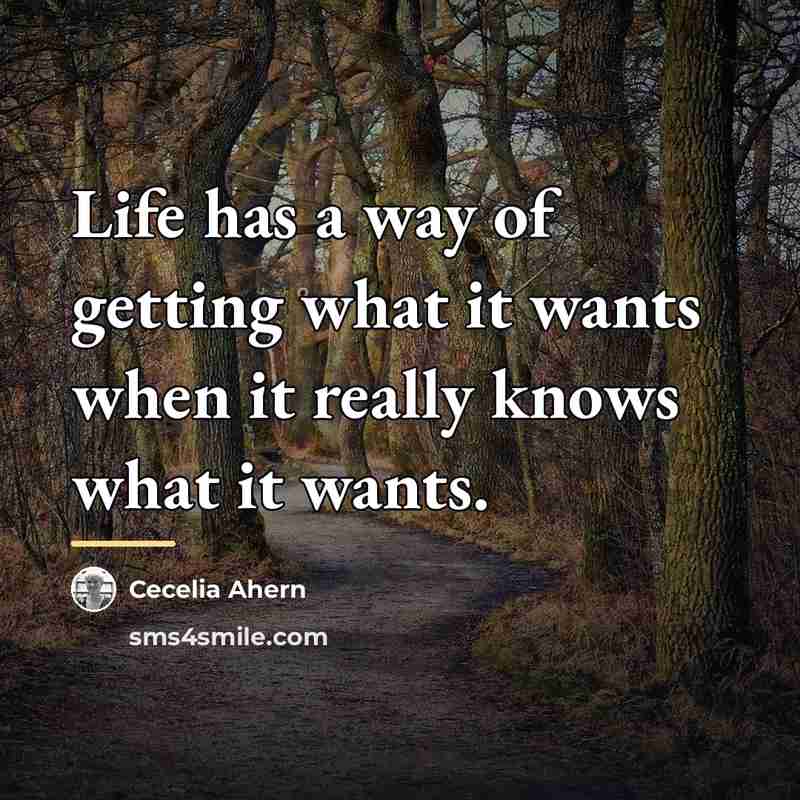 “Life has a way of getting what it wants when…” quote by Cecelia Ahern