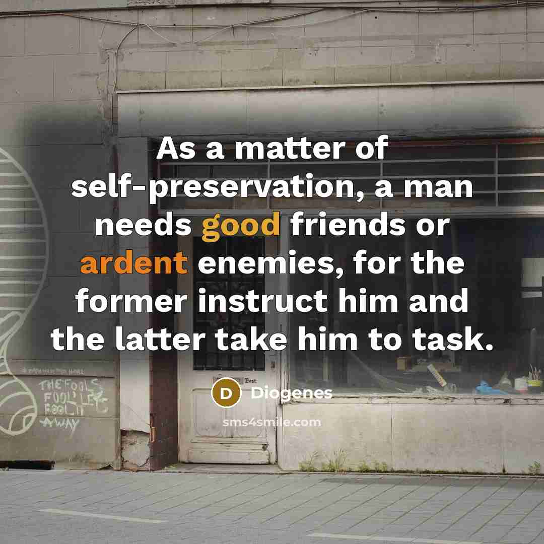 “As a matter of self-preservation, a man needs good friends…” quote by Diogenes