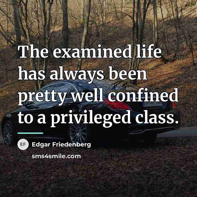 “The examined life has always been pretty well confined to…” quote by Edgar Friedenberg