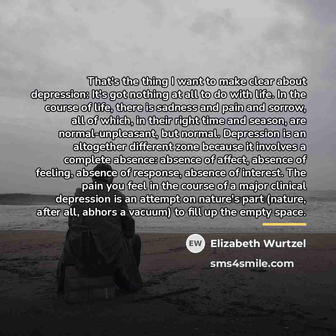 “That's the thing I want to make clear about depression:…” quote by Elizabeth Wurtzel