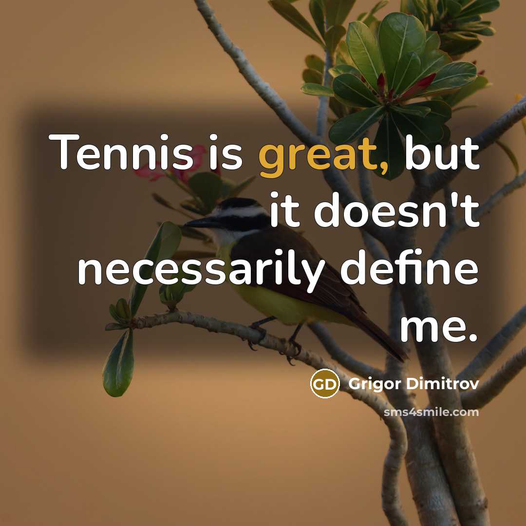“Tennis is great, but it doesn't necessarily define me.…” quote by Grigor Dimitrov
