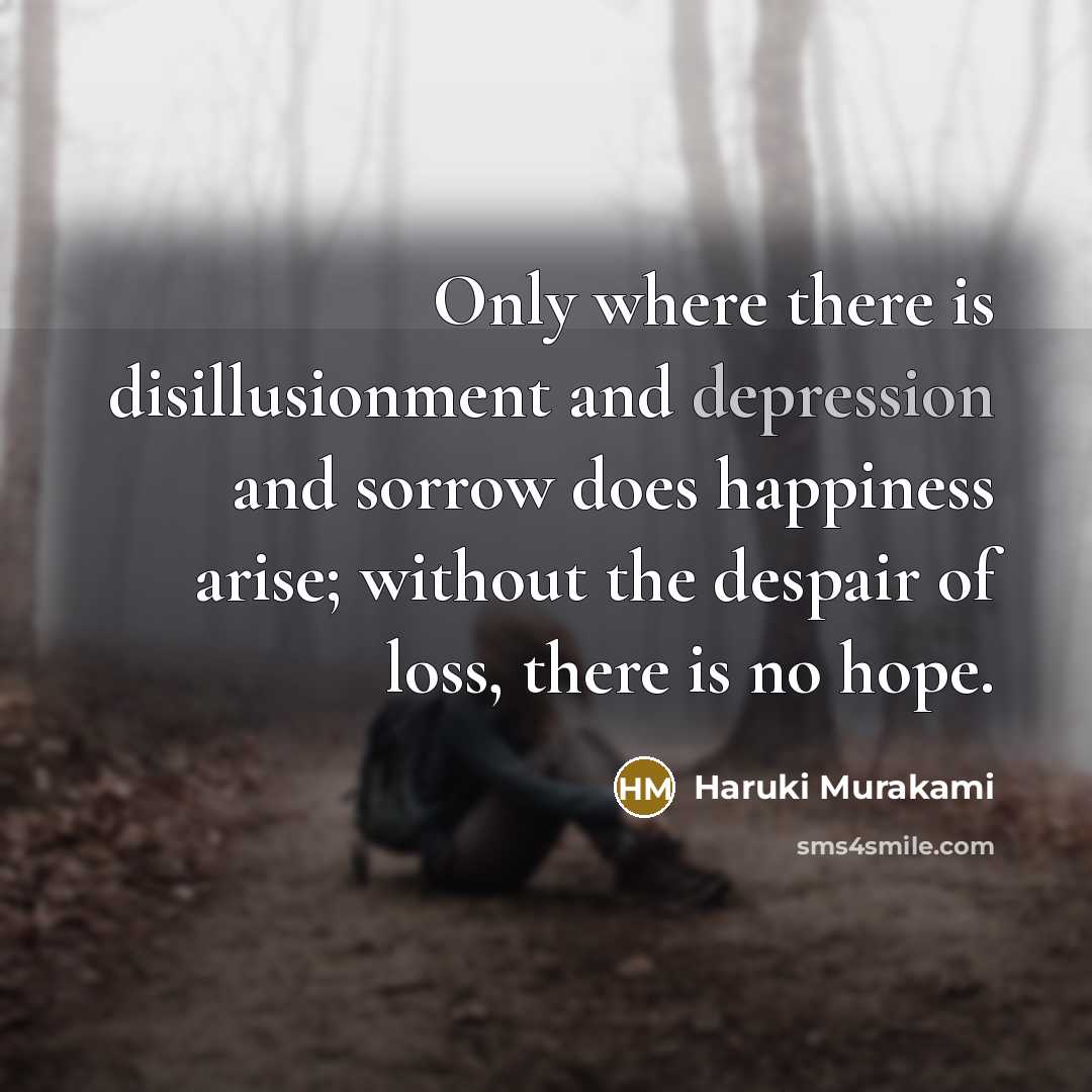 “Only where there is disillusionment and depression and sorrow does…” quote by Haruki Murakami