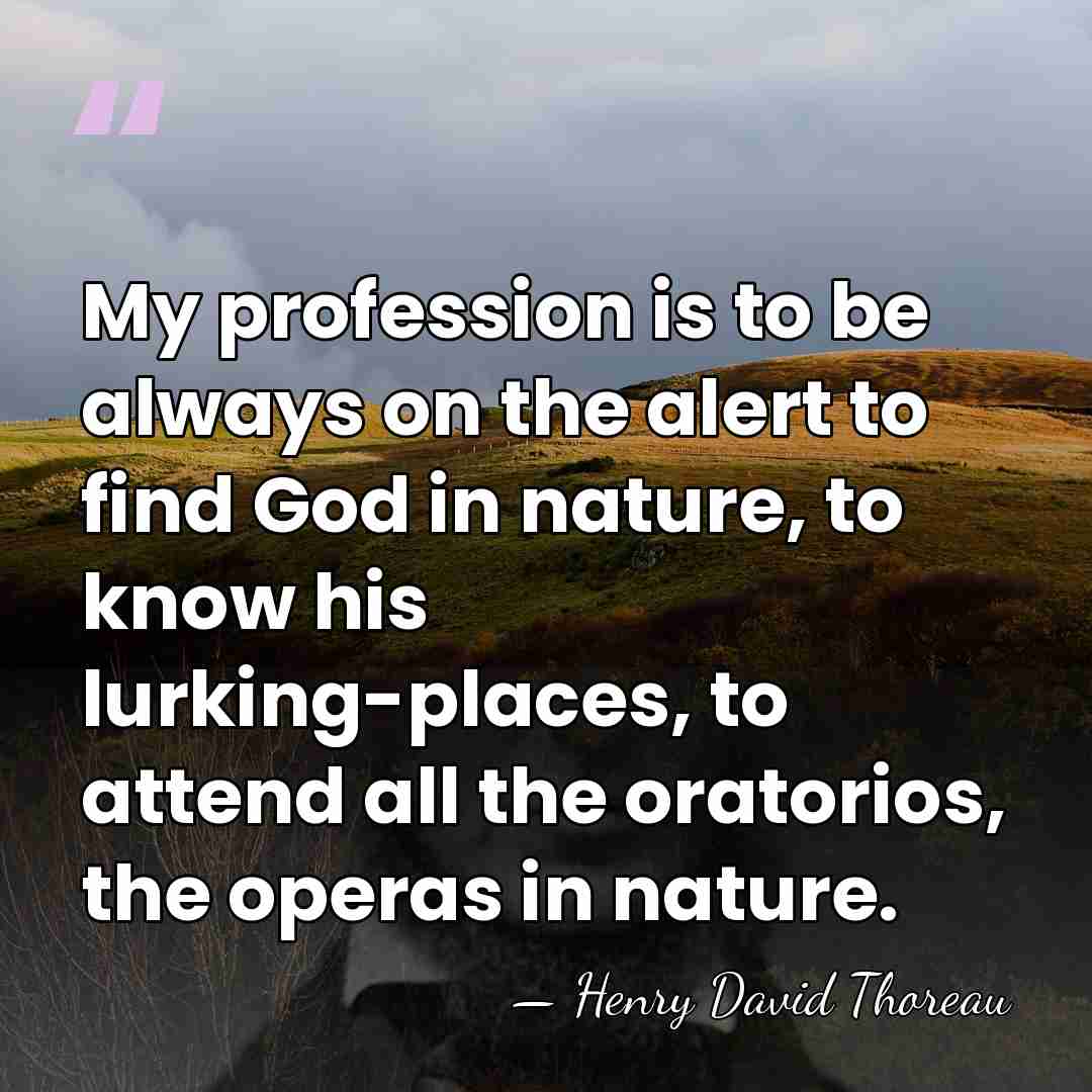My profession is to be always on the alert to find God&hellip; - Henry David Thoreau