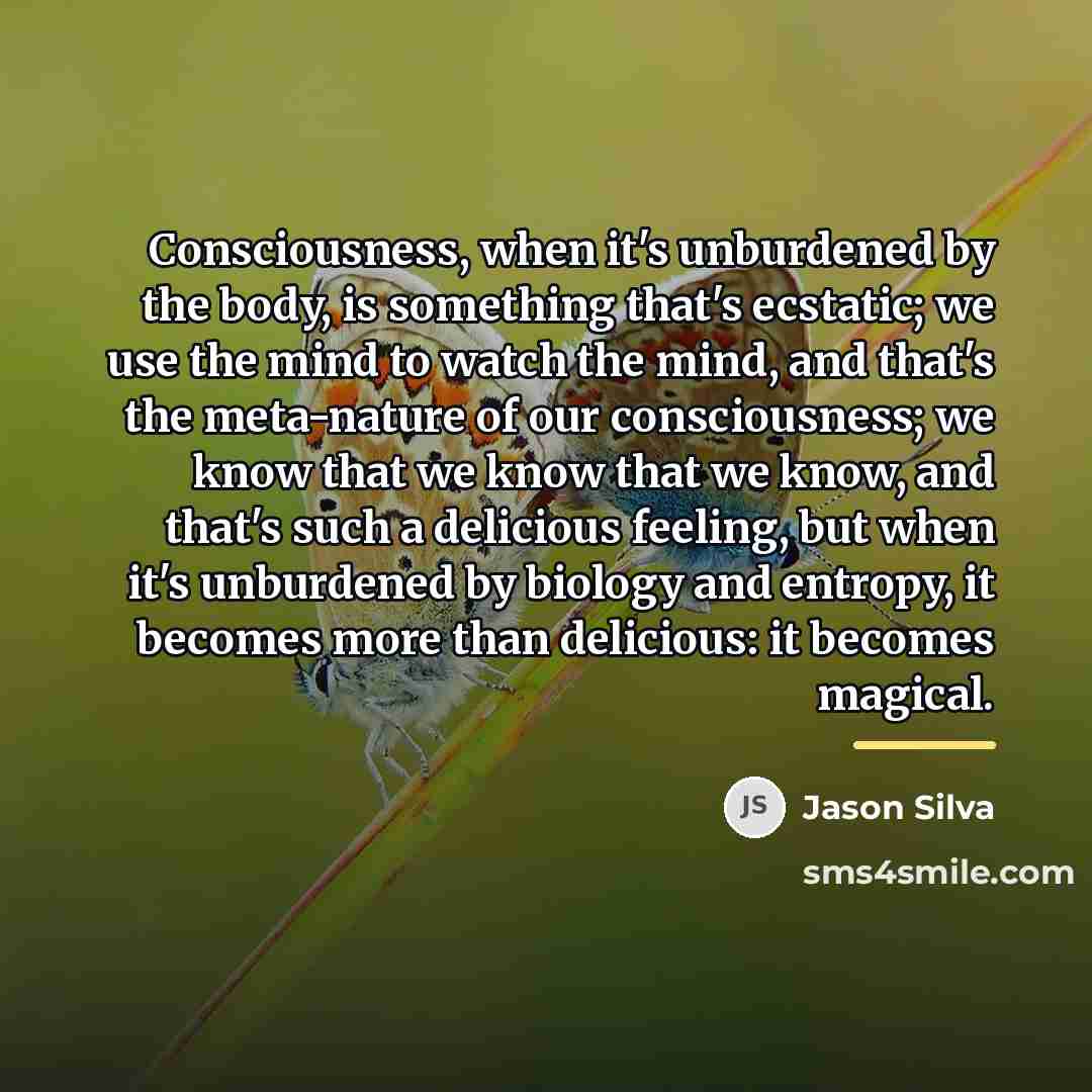 “Consciousness, when it's unburdened by the body, is something that's…” quote by Jason Silva