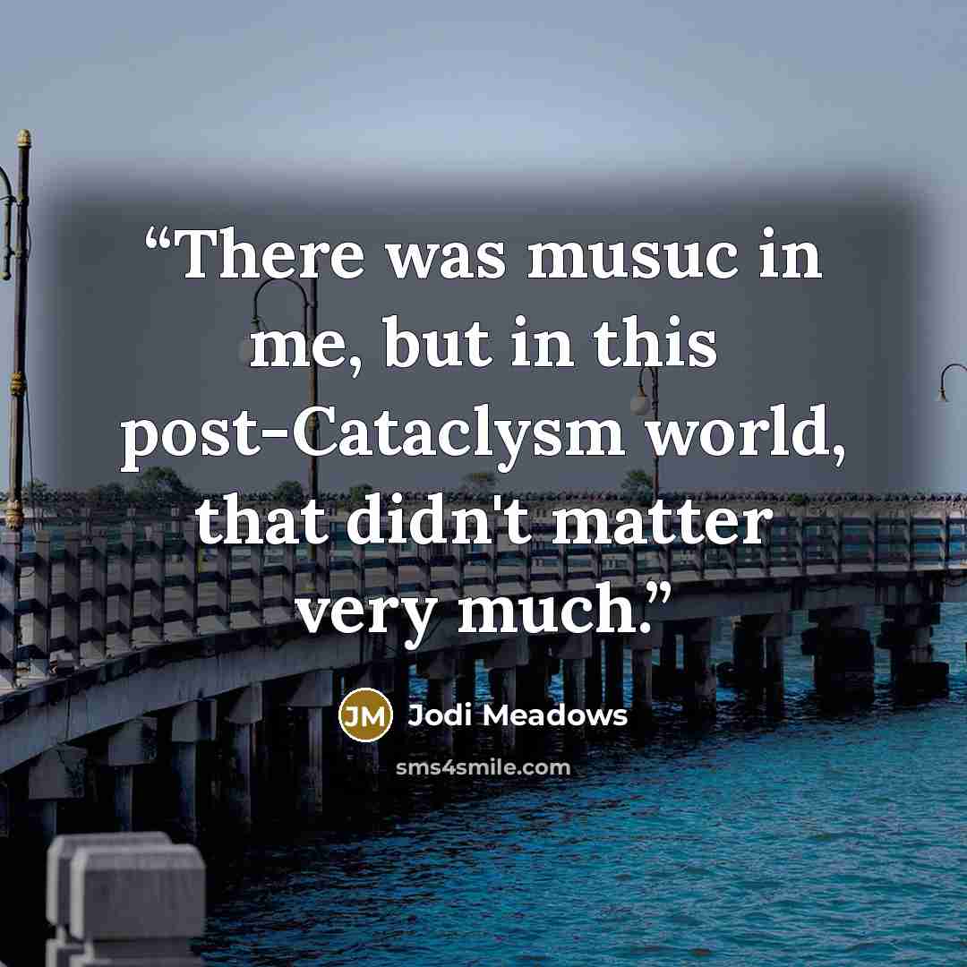 “There was musuc in me, but in this post-Cataclysm world, that didn't matter very much.” quote by Jodi Meadows