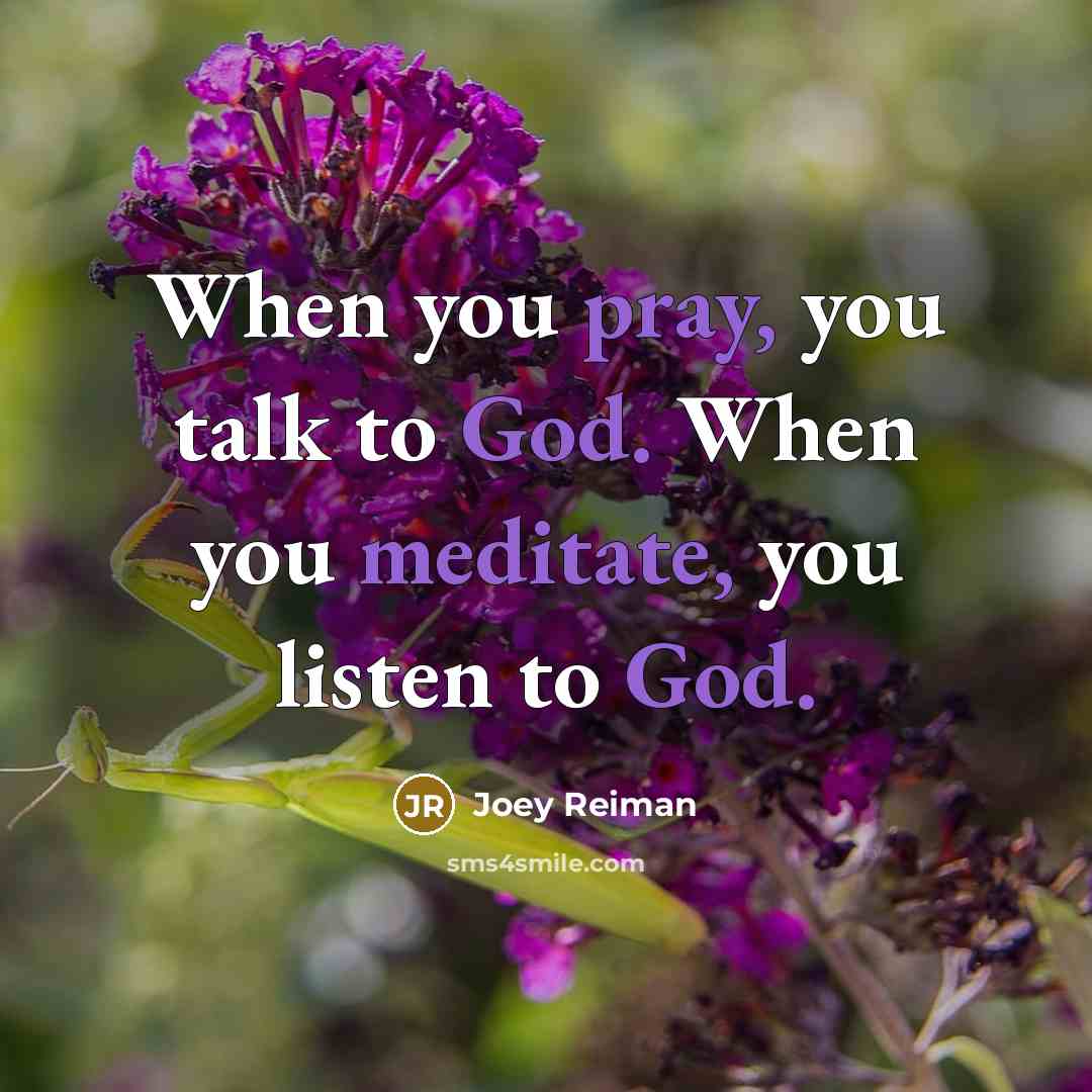 “When you pray, you talk to God. When you meditate, you listen to God.” quote by Joey Reiman